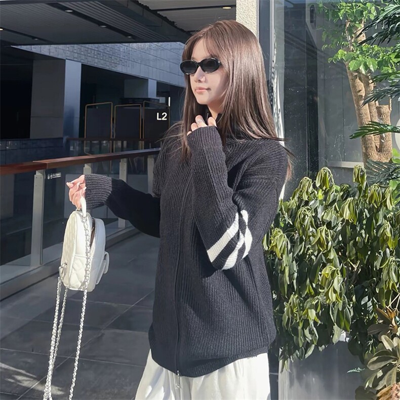 重磅秋冬北极绒开衫毛衣美式复古休闲慵懒风男女立领针织衫外套,男装针织衫/毛衣,电商A486-1