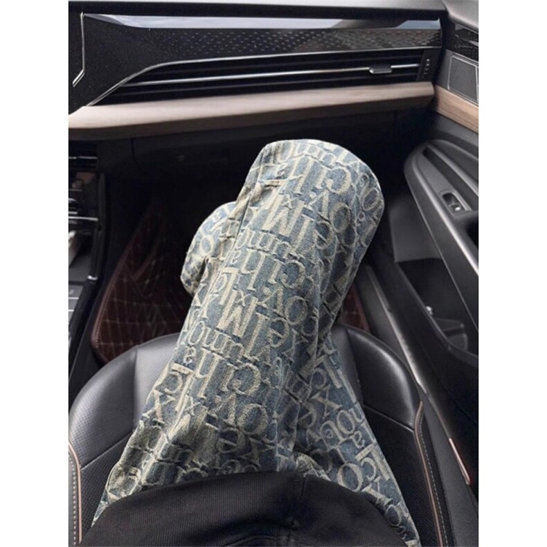 春秋美式复古满印牛仔裤男款新款设计感潮牌vibe修身弯刀微喇裤子,男装牛仔裤,四季星座505
