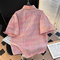 粉色衬衫短袖男女文艺帅百搭宽松2025夏季ins外套衬衣CY1141-P32，男装T恤，星座412-3