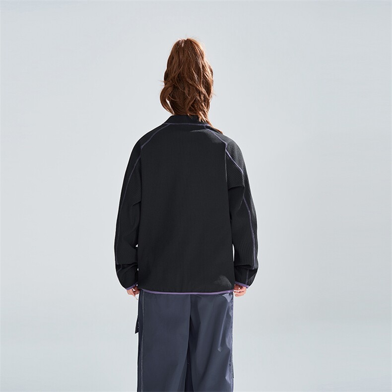 撞色明线半拉链套头卫衣女2026春季宽松休闲上衣XZ309W8010P50,男装卫衣,星座309（原A406）