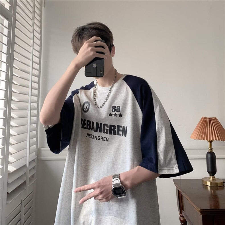 2024春夏季新款男休闲圆领短袖纯棉双纱T恤AKC13P40,男装T恤,星座1116-2