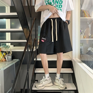 HD74131-P22 华夫格短裤男大码宽松五分裤男直筒中裤图片