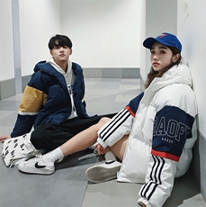 BFY原创棉衣男外套冬季潮流加厚百搭蓝色面包服A，男装棉衣，电商A345