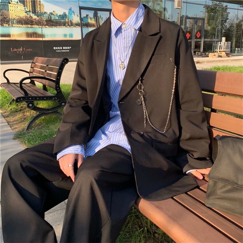 西服男夏季小众设计感春秋季ins港风宽松小西装外套W1096-P48,男装夹克,星座512-4