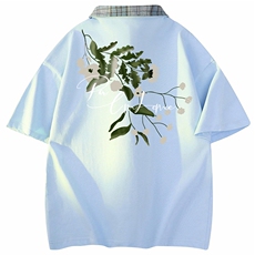 得物抖音品质冰感面料美式印花格子翻领POLO衬衫短袖T恤APL0303，男装T恤，电商A443