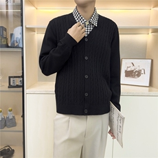 针织衫男士韩版潮流大V领外套宽松百搭2025秋冬ins外套MZ851-P60，男装针织衫/毛衣，星座412-3