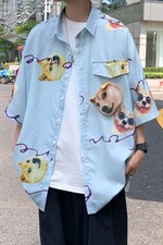 夏季青春流行青少年宽松男士短袖衬衫A158-CS610-P45图片