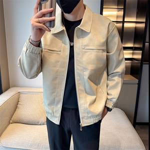 潮流皮衣外套男春秋季复古百搭拉链宽松机车服pu皮夹克潮JK2591图片