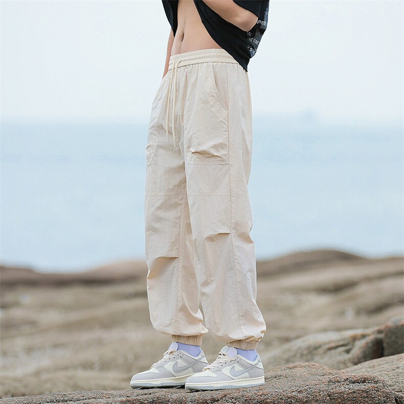 2024春夏季机能冲锋工装裤男美式户外宽松束脚长裤-2401-P38杏色,男装休闲裤,星座307-3(原516-1)