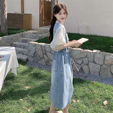 夏季牛仔连衣裙中长款女，女装连衣裙，浙宝069