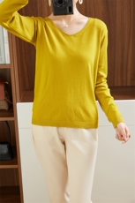 V领仿羊毛衫女春秋单穿长袖2024年新款低领内搭打底针织毛衣女，女装针织衫/毛衣，春韵羊绒