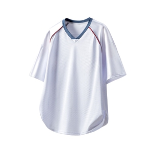 1可二开美式网眼100%聚酯纤维大码M-5XL短袖T恤男DX77995P35控58图片