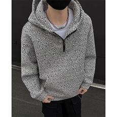 特批P50无差价秋季雪尼尔小香风粗花针织中性大码连帽卫衣W5091，男装卫衣，电商A001-1