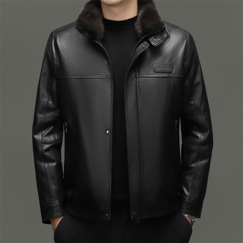 BG-F6655冬季男士海宁真皮羽绒服绵羊皮夹克翻领鹅绒内胆百搭外套,男装夹克,电商B360A（原721A）