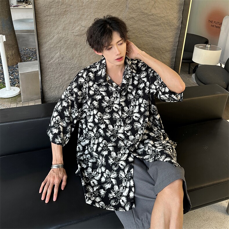 潮男碎花百搭衬衫A071-T21-P38,男装衬衫,电商A071
