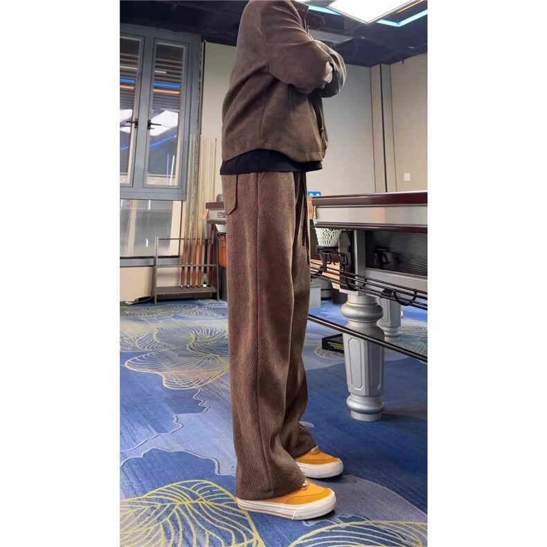 美拉德棕色人字纹卫裤男cleanfit加厚裤子运动休闲裤LWY122-P40,男装休闲裤,星座1008