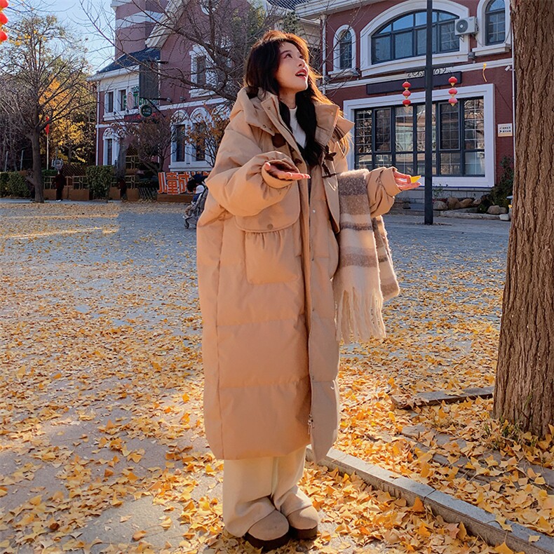 超好看羽绒服女冬季中长款韩系显瘦宽松白鸭绒2024加厚时尚面包服,女装羽绒服,2C032
