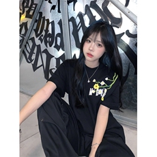 H0684-P35大刺绣包边拉肩休闲短袖T恤，女装T恤，星座617A-2