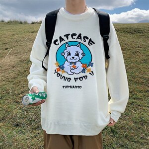 ！2023秋冬新款男士小羊刺绣毛衣潮牌针织衫外套衣服M317P78，男装针织衫/毛衣，电商B220