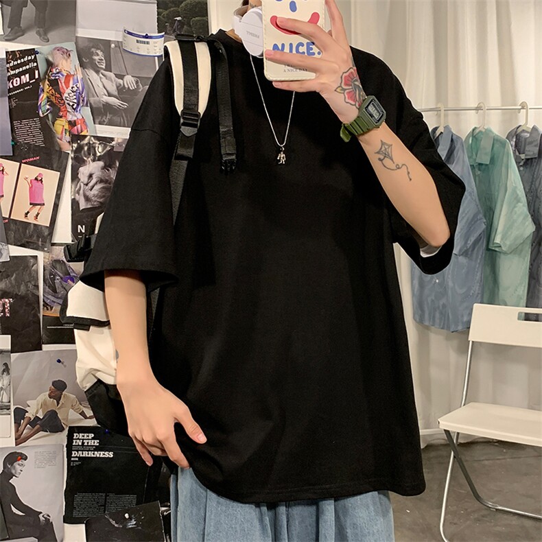 2024夏季新款港风海报墙大码纯色10色短袖T恤S-5XHT21000-P15,男装T恤,电商A022
