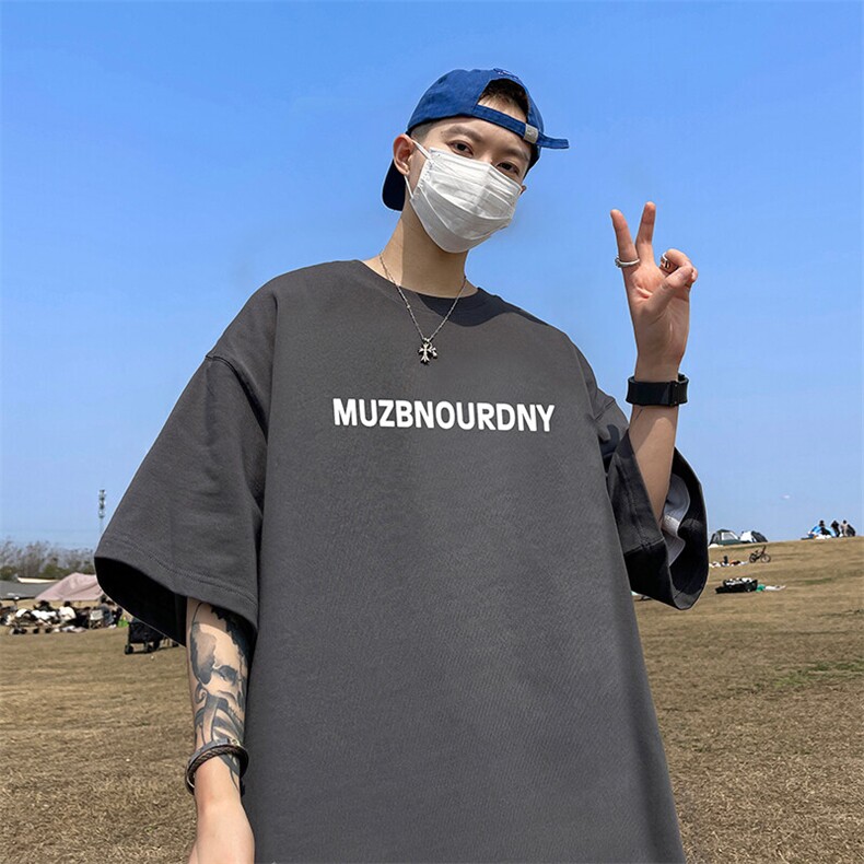 抖音得物二开现货供应220克夏装重磅美式高街宽松短袖t恤MT88,男装T恤,电商A486-1