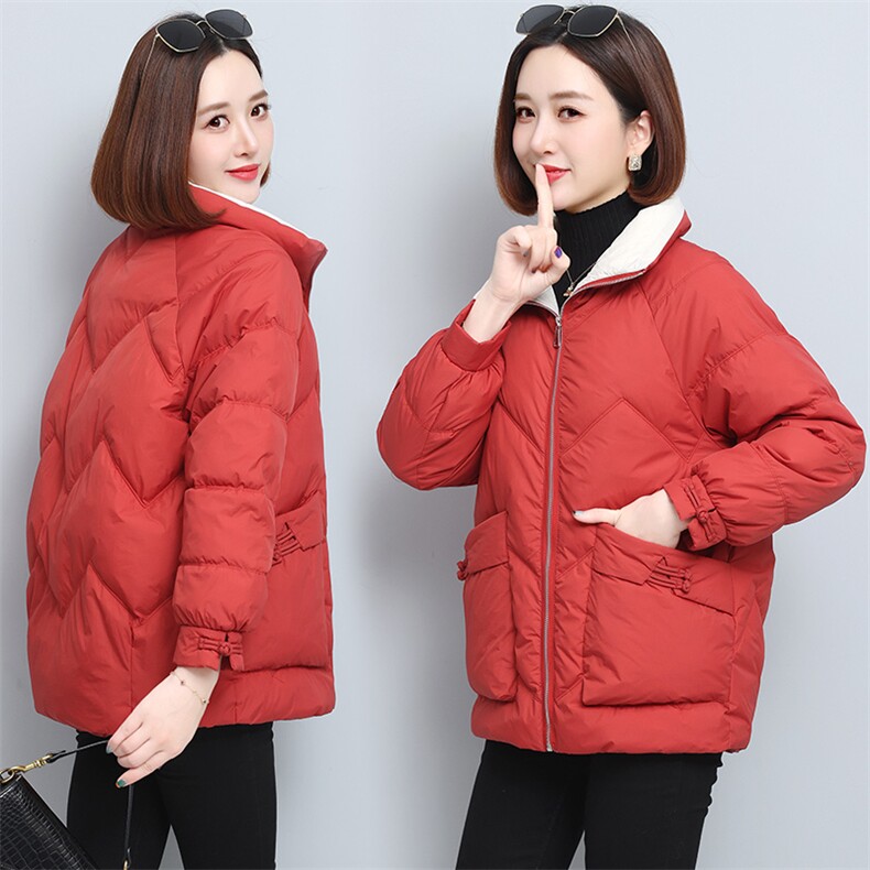 2022时尚休闲立领中年宽松秋冬棉衣外套女,女装棉衣/棉服,雪樱依海