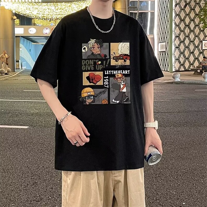 卡通印花短袖t恤男ins潮牌夏季新款潮流百搭打底衫夏装体恤半袖,男装T恤,星座1013