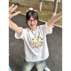 万针全刺绣工艺抖音得物高品质260克重磅纯棉双纱美式高街短袖T恤，男装T恤，电商A486-1