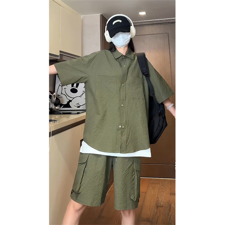 量大优供视频泡泡纱夏款短袖衬衫衬衫工装短裤男TZ17-特p55,男装牛仔裤,电商B371