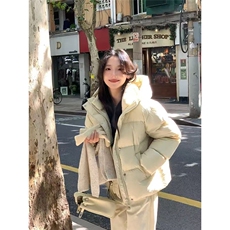 8008#高品质手塞棉白灵儿糖果色袖标短款连帽棉服女，女装棉衣/棉服，星座1210-1