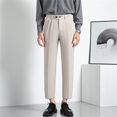 夏季新款丝滑垂直感纯色通勤百搭休闲九分裤男士阔腿西裤K29，男装西裤，星座1116A-2（原606A-1）