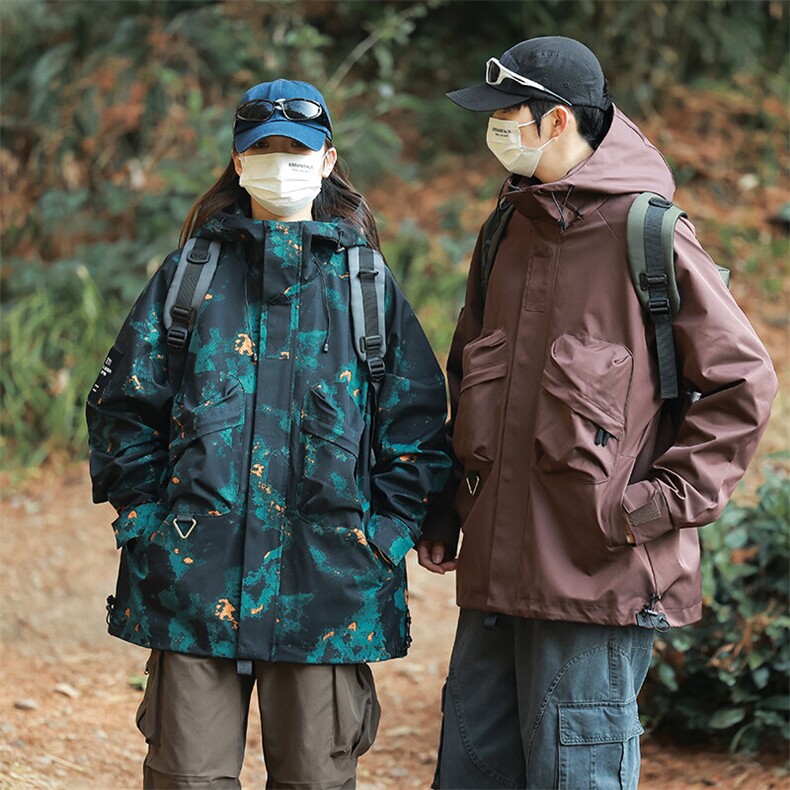户外工装风大口袋冲锋衣外套风衣男女连帽百搭休闲夹克2353-P70图片