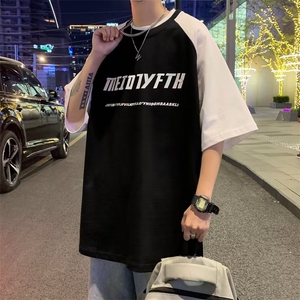 标准T恤青春流行ins夏季潮五分袖新款时尚潮牌慵懒圆领男潮流图片