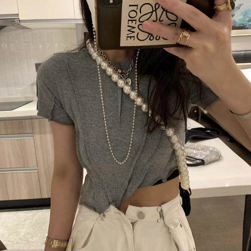 7968三色不规则短t，女装，XTZ style