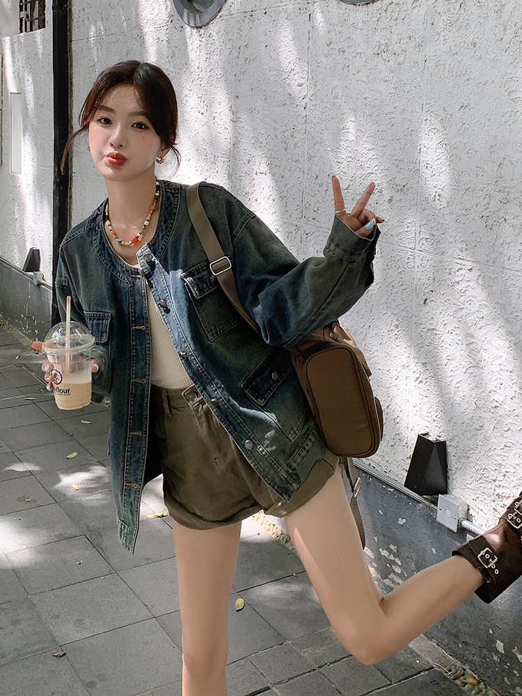 2025春装新款水洗牛仔时尚休闲外套203P135K198，女装牛仔外套，浙宝203