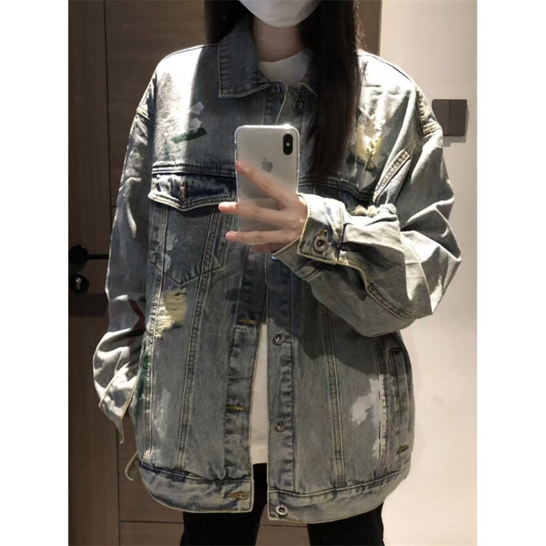 【有货】cleanfit泼墨涂鸦牛仔外套男女美式工装夹克J61HH-特P72,男装夹克,星座1007（原301D）