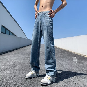 流行港风新款潮流夏季潮牌休闲牛仔裤男日常NK5141-P58图片