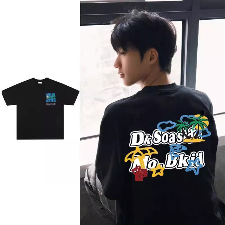 万针全刺绣工艺抖音得物高品质260克重磅纯棉双纱美式高街短袖T恤，男装T恤，电商A486