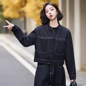 高级感港味牛仔外套女2025春秋新款短款设计感复古百搭休闲小外套图片