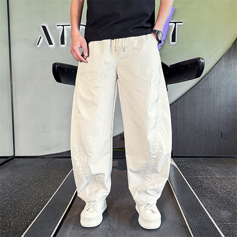 K20532-P68夏季薄款结构拼接休闲裤男潮流宽松直筒弯刀裤速干裤,男装休闲裤,电商A368