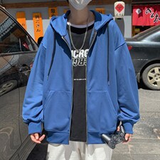 极简开衫卫衣潮牌ins连帽上衣服港风宽松休闲秋装外套W1273-P32，男装卫衣，星座512-4