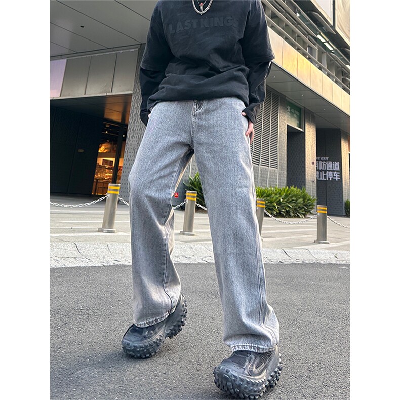 美式高街vibe风直筒长裤欧美痞帅男hiphop复古水洗拼接工装牛仔裤，男装牛仔裤，星座301D-4(原星座1004-4）