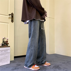 美式复古牛仔裤男女新款高街vibe潮牌宽松直筒长裤子秋季N888-P48，男装牛仔裤，星座1008-1