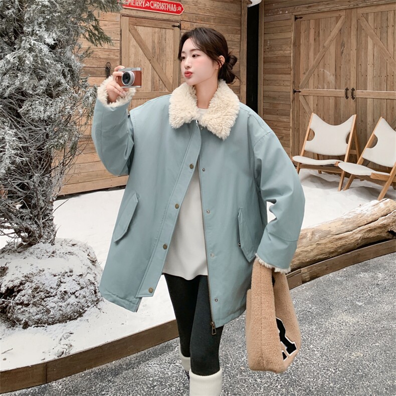 25冬季新品蓝色保暖派克休闲棉服5569-P225-K338,女装派克服,2C305