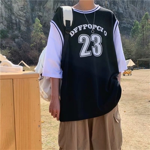 篮球衣服男短袖2023夏假两件运动上衣潮t恤ins原宿港风 T614-P26图片