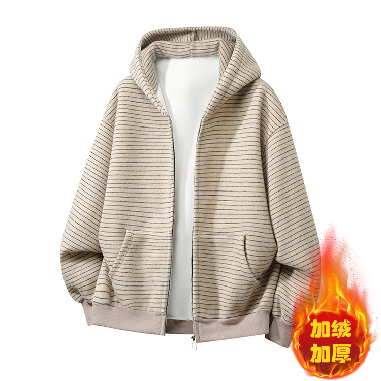 网图-条纹开衫加绒加厚卫衣男xh165-特p60加绒xh165jr-特p75,男装卫衣,电商B367