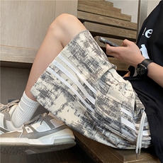 抖音品质夏季新款潮流扎染条纹宽松短裤B315-K25796-特p25控48，男装休闲裤，电商B315