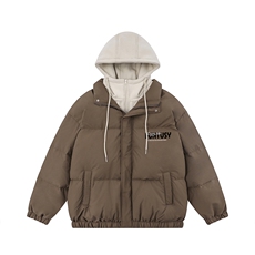 白底新款冬季时尚百搭宽松字母印花棉服外套MY471特批115控168，男装棉衣，电商A247-1