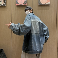 春秋季拼接撞色牛仔外套宽松工装夹克日系复古外套JK02057-P68，男装夹克，星座308B-1
