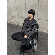 柳钉褶皱纹理压花外套设计感潮小众夹克JK186特P70，男装夹克，星座908-1